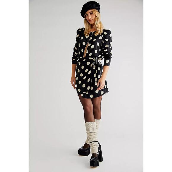 New Free People Miss Me B&W Polka Dot Bodysuit Size Small - Picture 2 of 6